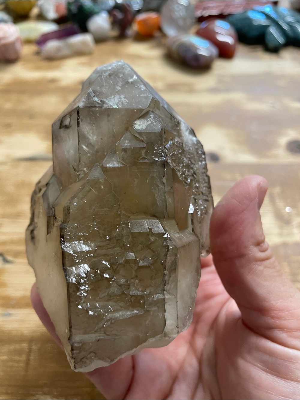 Large elestial smoky quartz point self stands - Picture 10 of 11